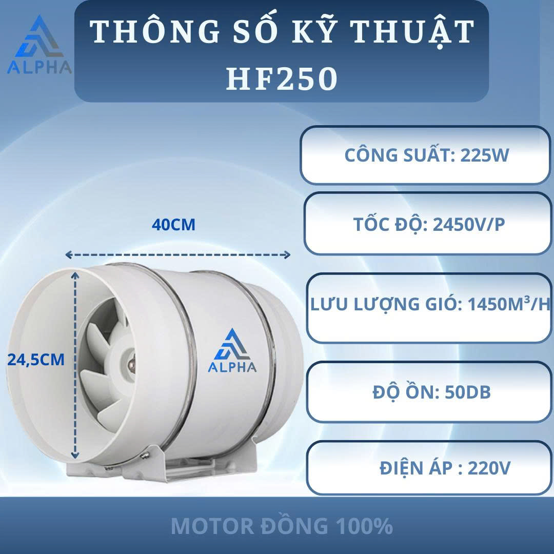 Quạt thông gió hút mùi HF 250 khiển
